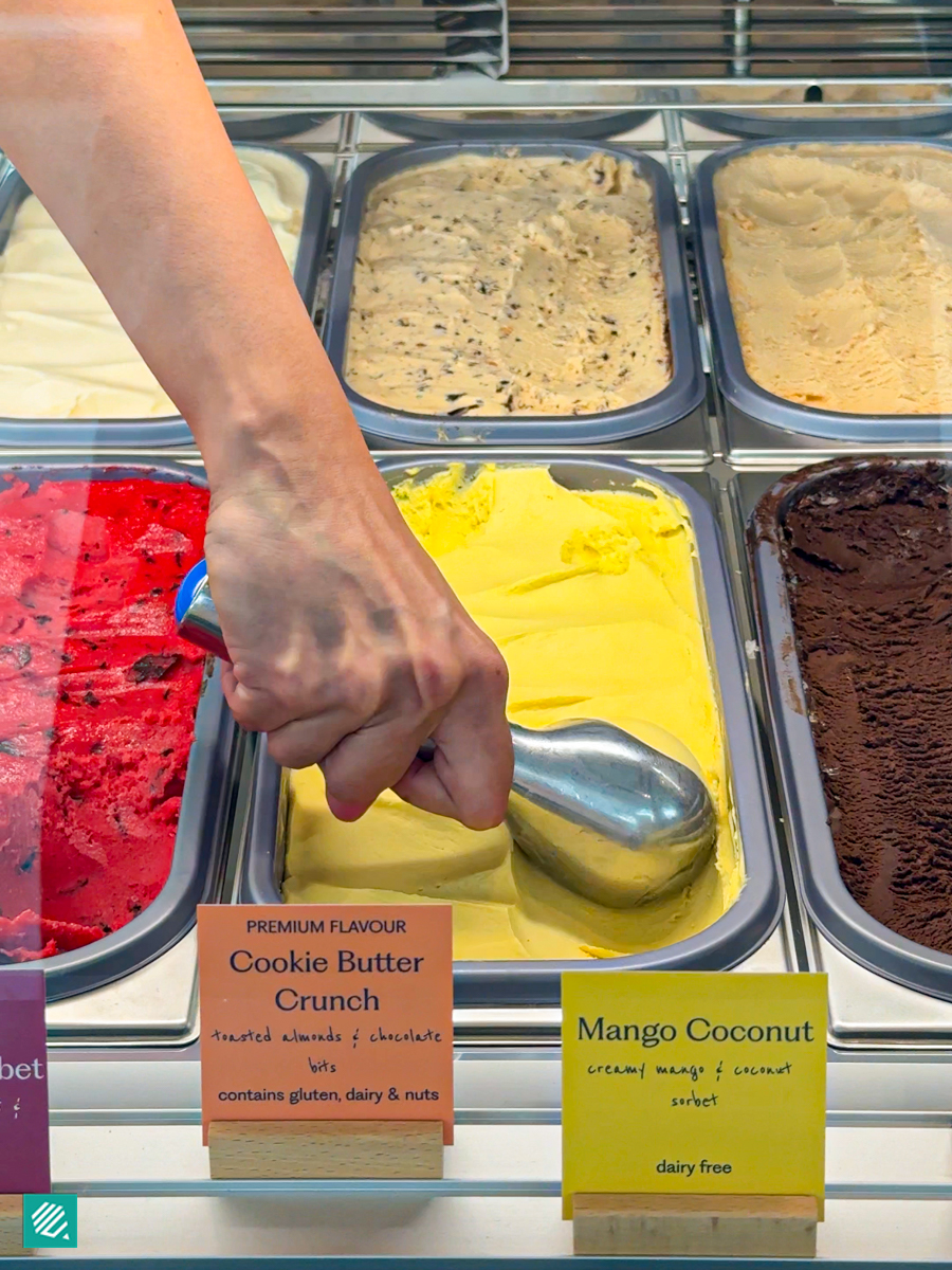 scooping of mango coconut
