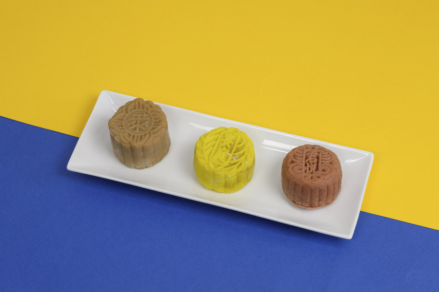 Snowskin Mooncakes. From Left to Right: Raffles Hotel, St. Regis, Grand Hyatt Milk Tea Mooncakes