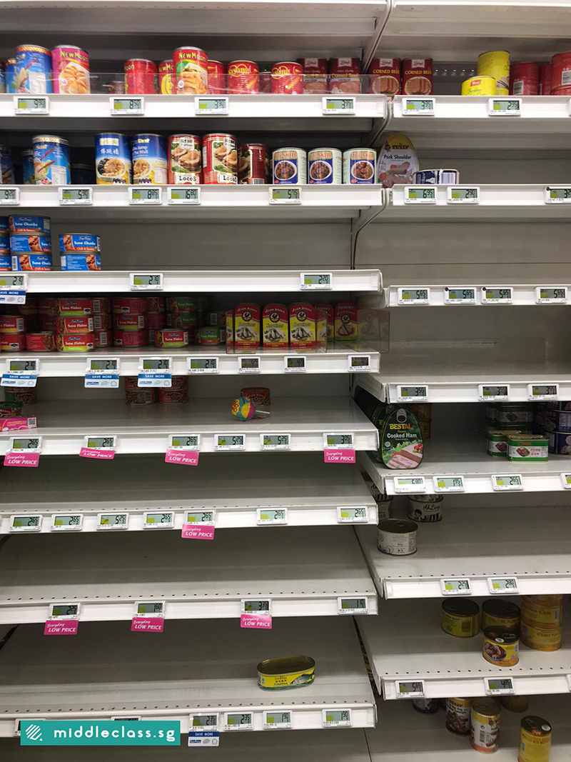 Empty Canned Food Shelves NTUC Singapore