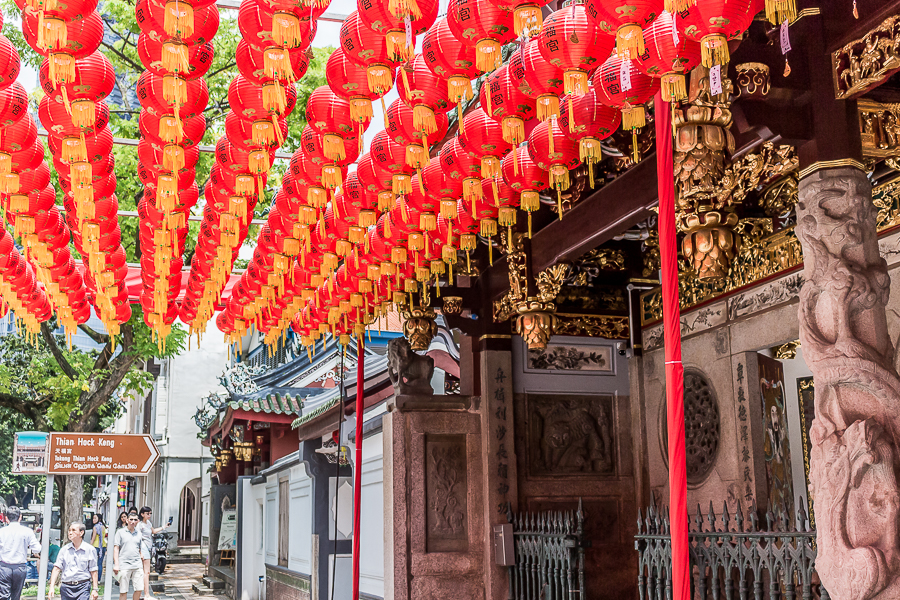 Thian Hock Keng Temple with Lanterns outside