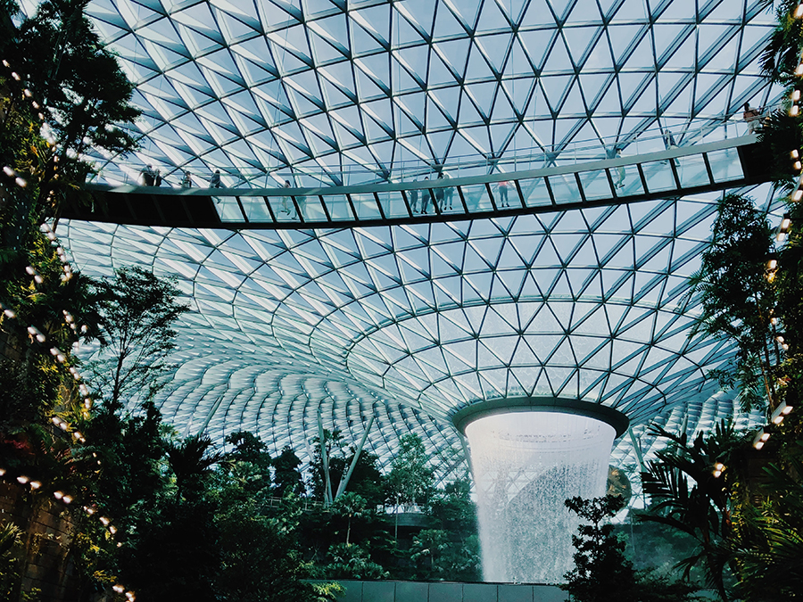 View of the Glass Walkway of Jewel Changi Singapore