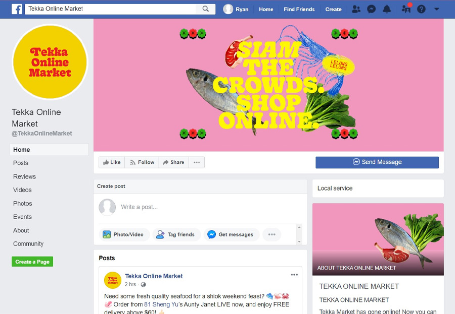 Screenshot of Tekka Online Market's Facebook Page