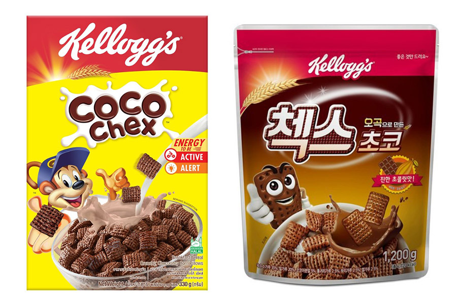 Local Coco Chex vs Korea Coco Chex packaging