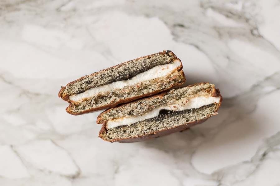 Cross section of the Black Sesame Chocopie