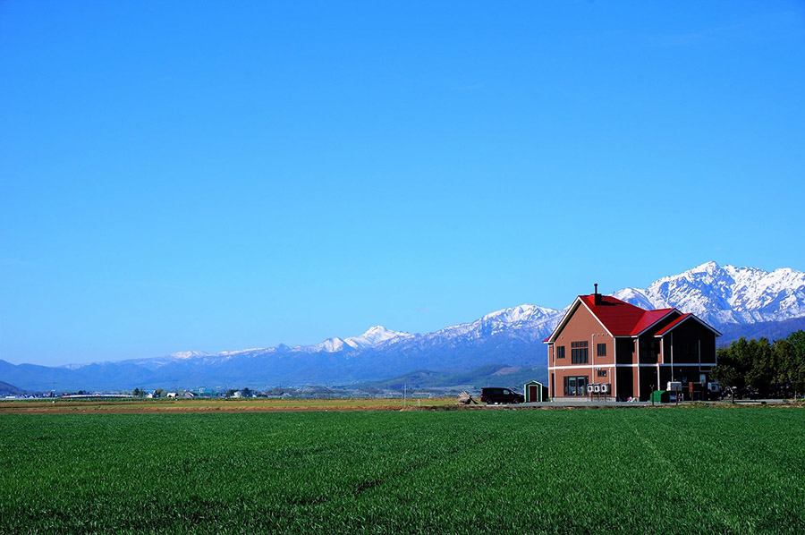 Accommodation near snow-capped mountains in Hokkaido