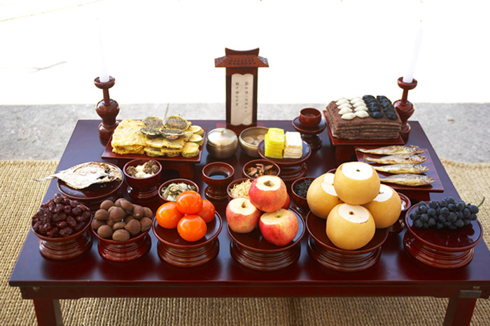 Table Set Up For Ancestral Worship during Chuseok