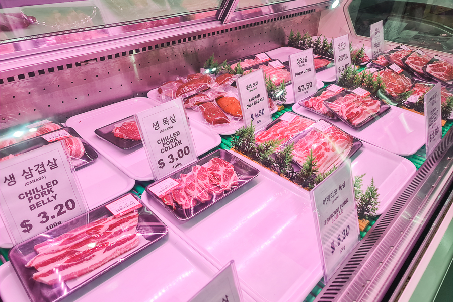 Different cuts of meat displayed at Seoul Butchery
