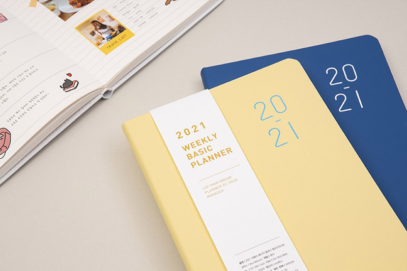 A yellow coloured Ardium weekly planner from Korea