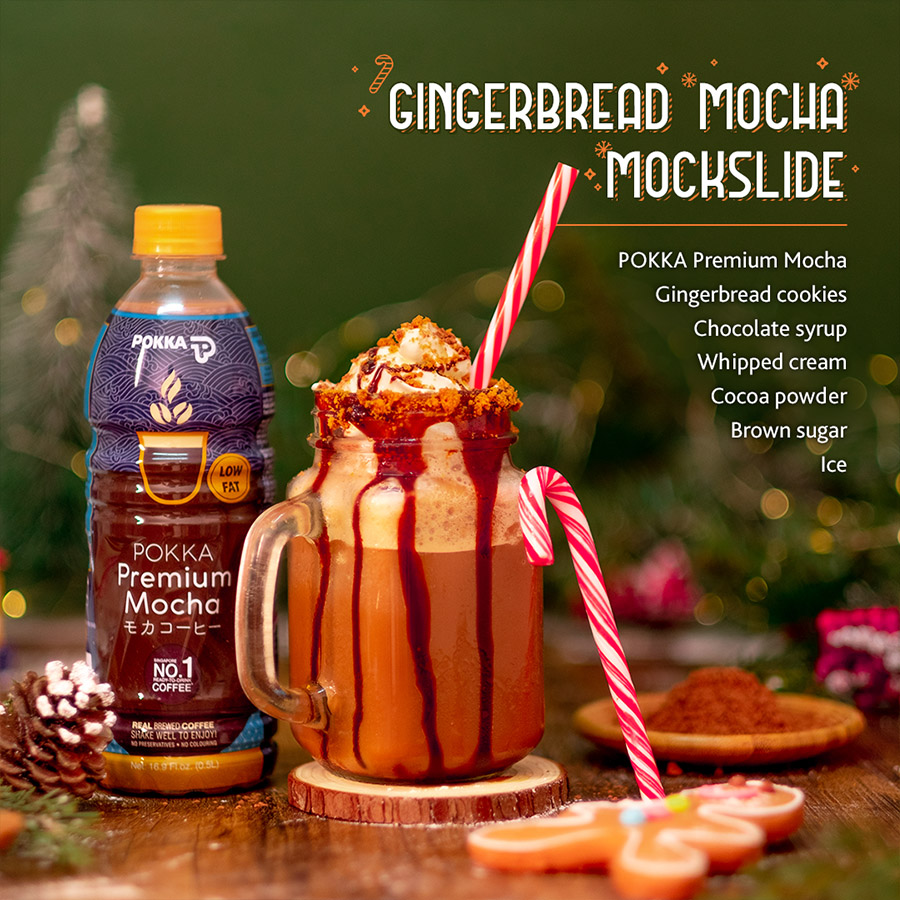 A cup of Gingerbread Mocha Mockslide, non alcoholic coffee based cocktail