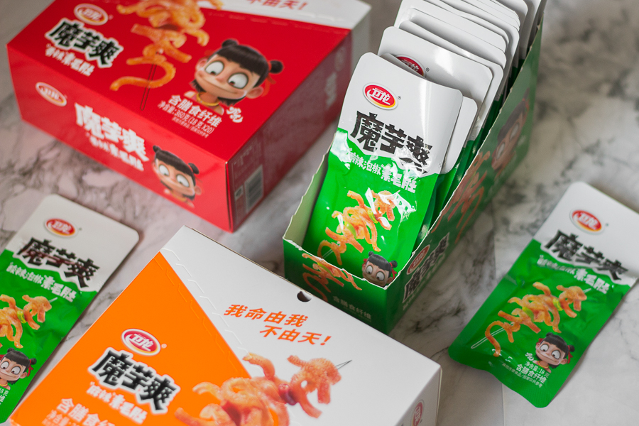 Boxes of Weilong Spicy Konjac Snack