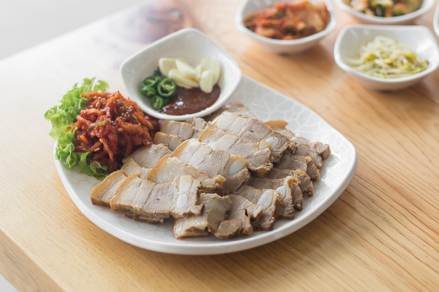 A plate of bossam (boiled Korean pork)