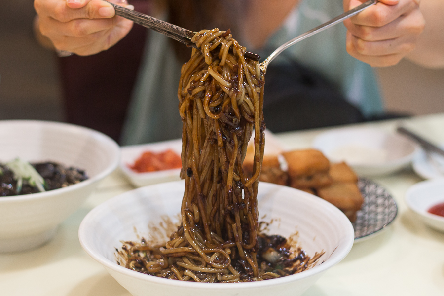 A bowl of Jjajangmyeon at Dong Fang Hong