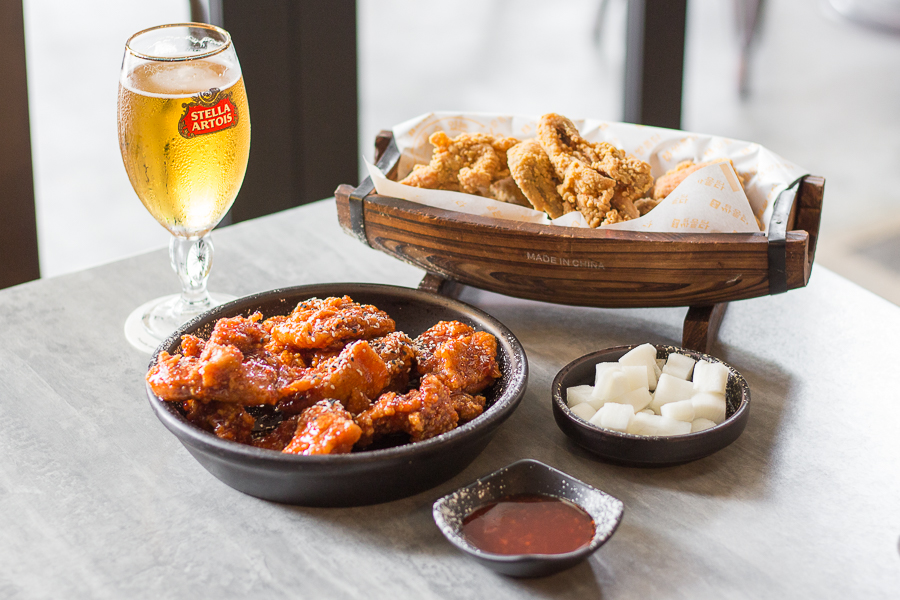 Korean Fried Chicken in Singapore with a pint of beer