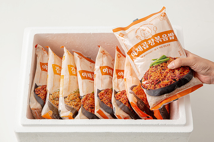 Korean Instant Fried Rice in a styrofoam box