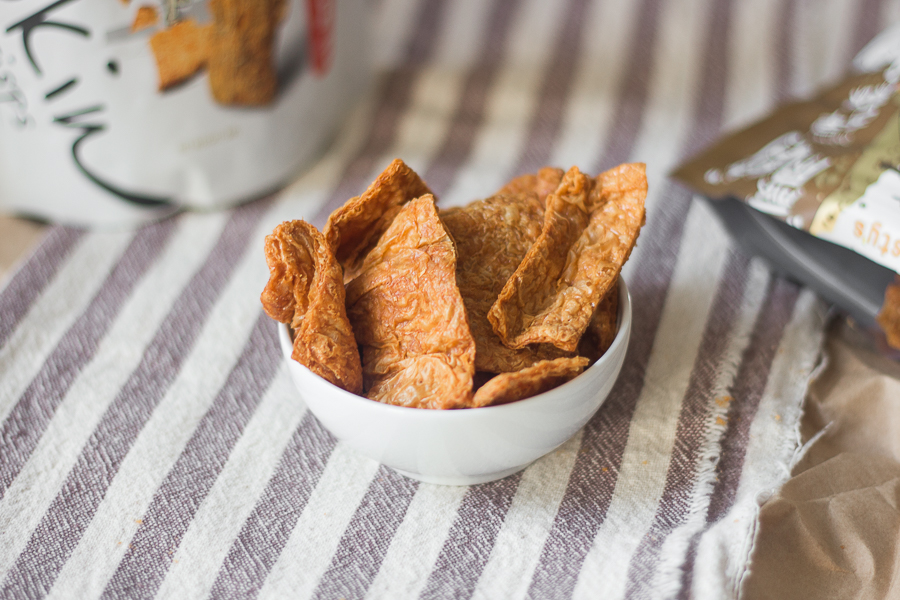 A bowl of OG Soy Skin Crisps from Crustys