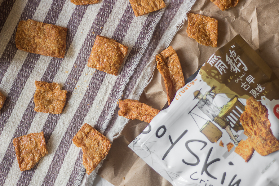 Original Soy Skin Crisps from Crustys spread over the table