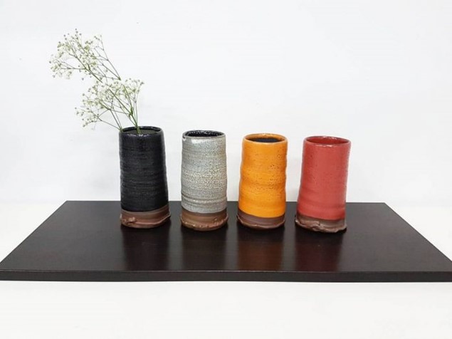 Colourful handmade ceramic vase