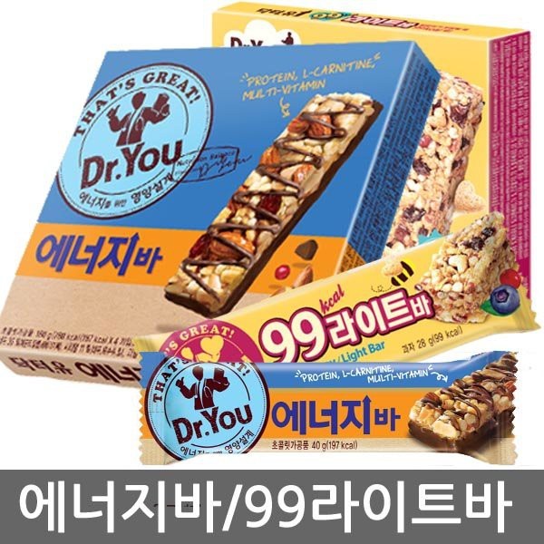 A picture of two different flavours of Dr. You Energy Diet Bars