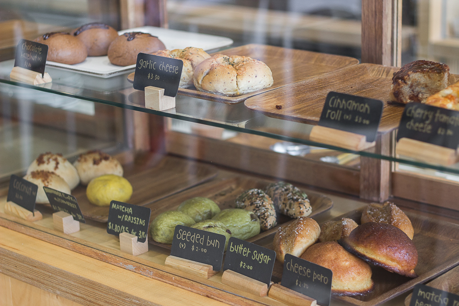 Various Buns on display at Slow Bakes