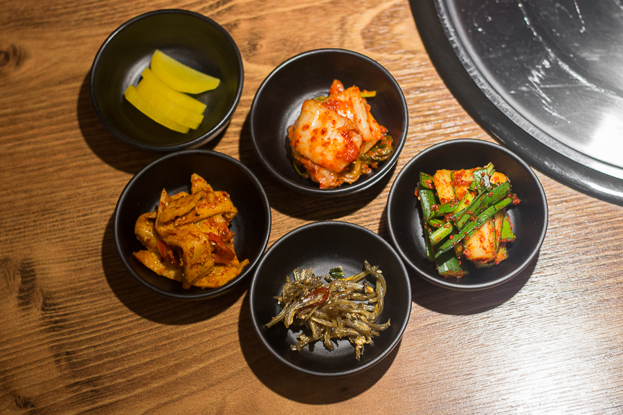 5 different banchan served at Taste of Korea Jjin