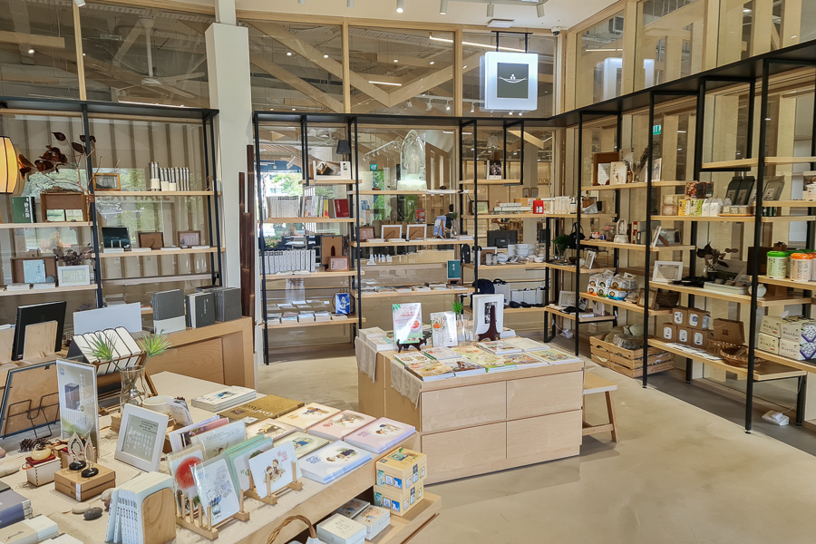 Retail corner with different books and items on display