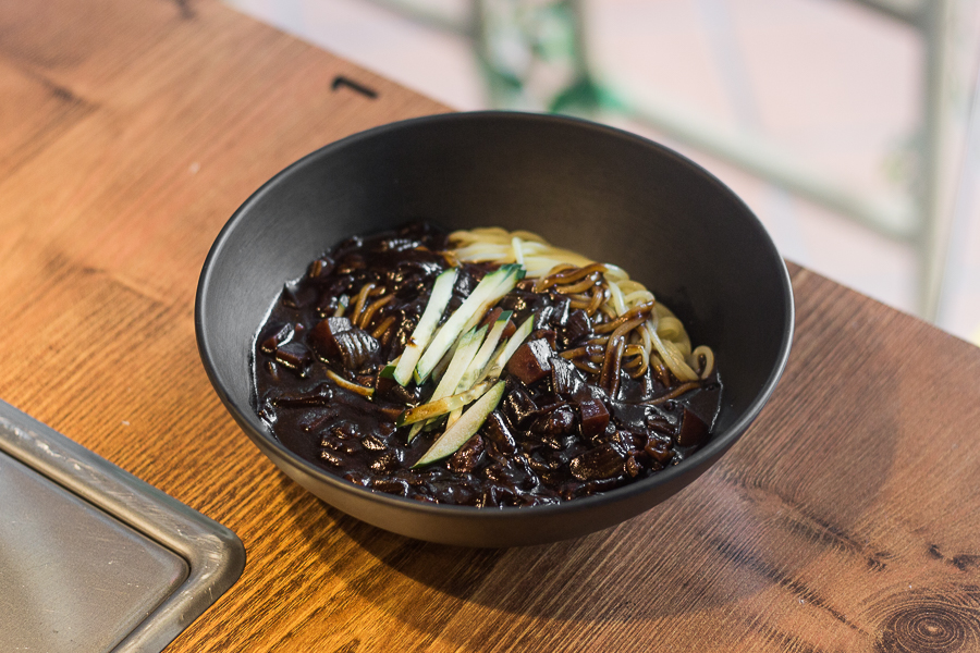 A bowl of Jjajangmyeon at T.O.K Jjin