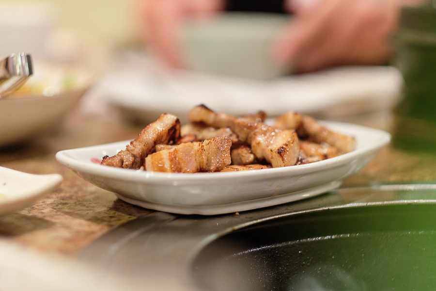 Cooked Samgyeopsal at Seoul Restaurant