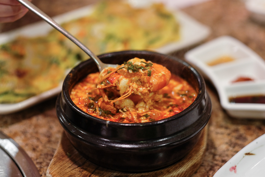 A bowl of Soondubu Jjigae at Seoul Restaurant