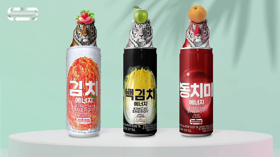 Range of Kimchi Energy Drinks which include Dongchimi and Baek Kimchi