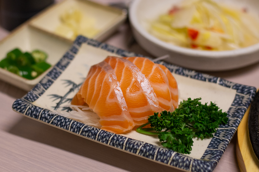 Slices of Salmon Sashimi