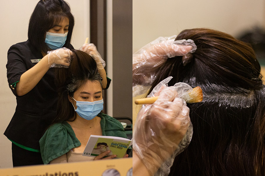 Receiving hair and scalp treatment at Beijing 101 Hair Consultants