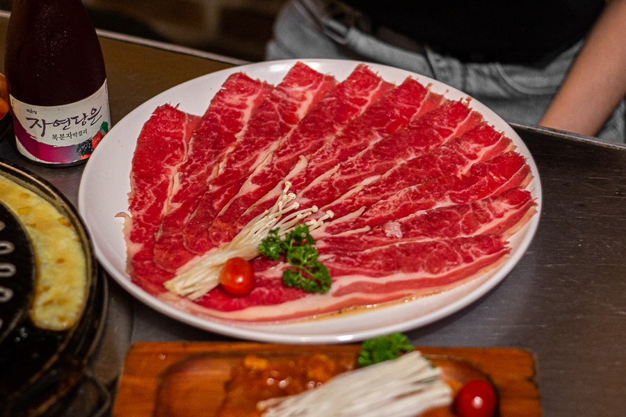 A Plate of Sliced Beef Belly