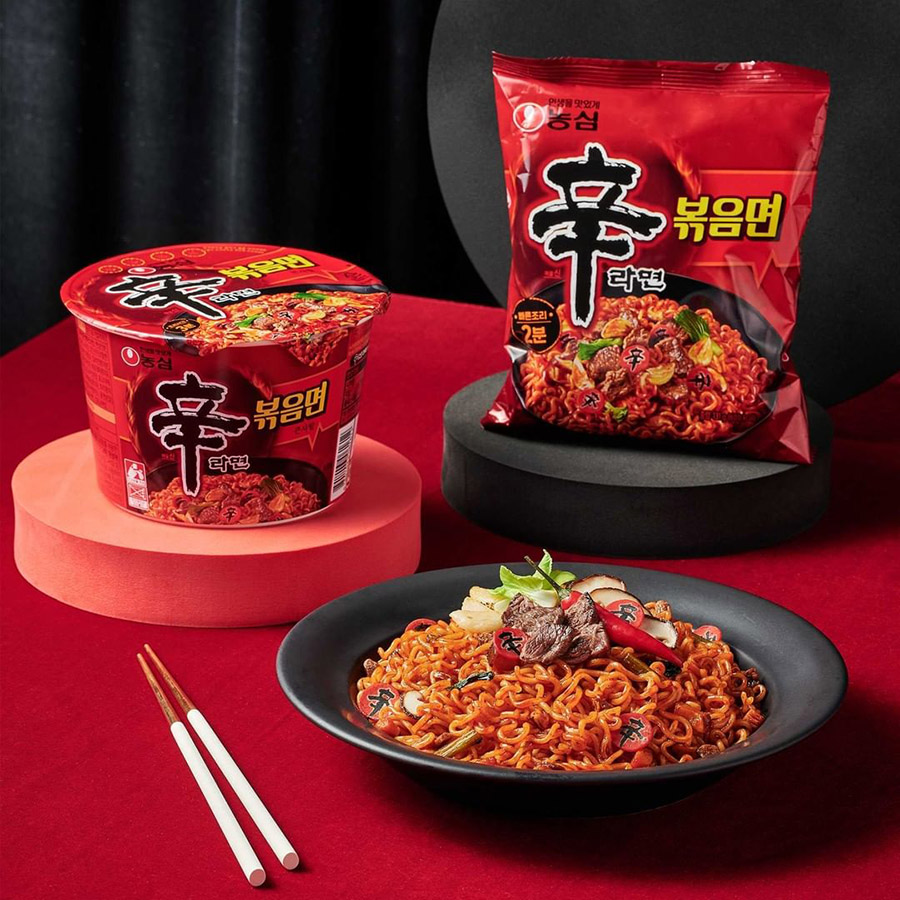 Stir-Fried Shin Ramyun in Cup Noodle and Packet form