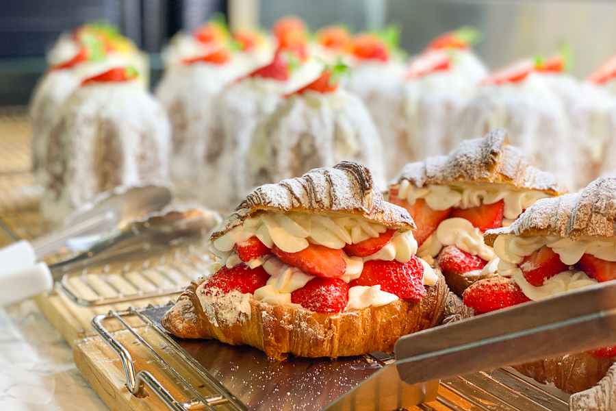 Croissants filled with Strawberries and Cream