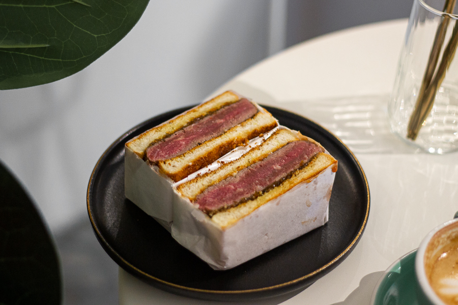 Angus Sirloin Beef sandwiched in between slices of Japanese Milk Bread