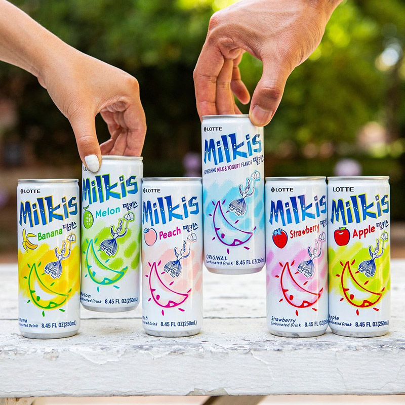 Milkis Canned Drinks in different flavours such as strawberry and melon