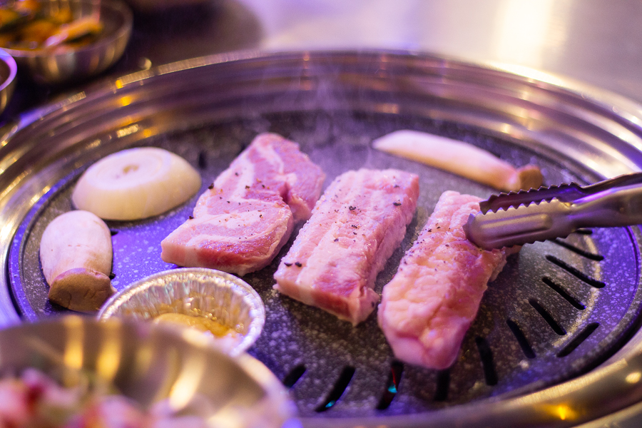 Grilling pork belly on a KBBQ Grill