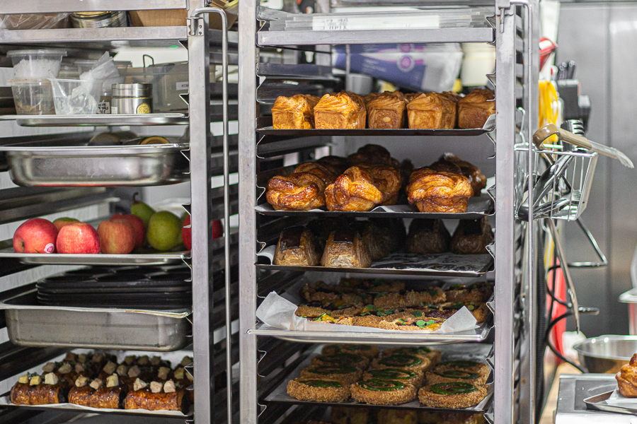 Rows of Trays of Bakes from Le Matin Patisserie's Kitchen