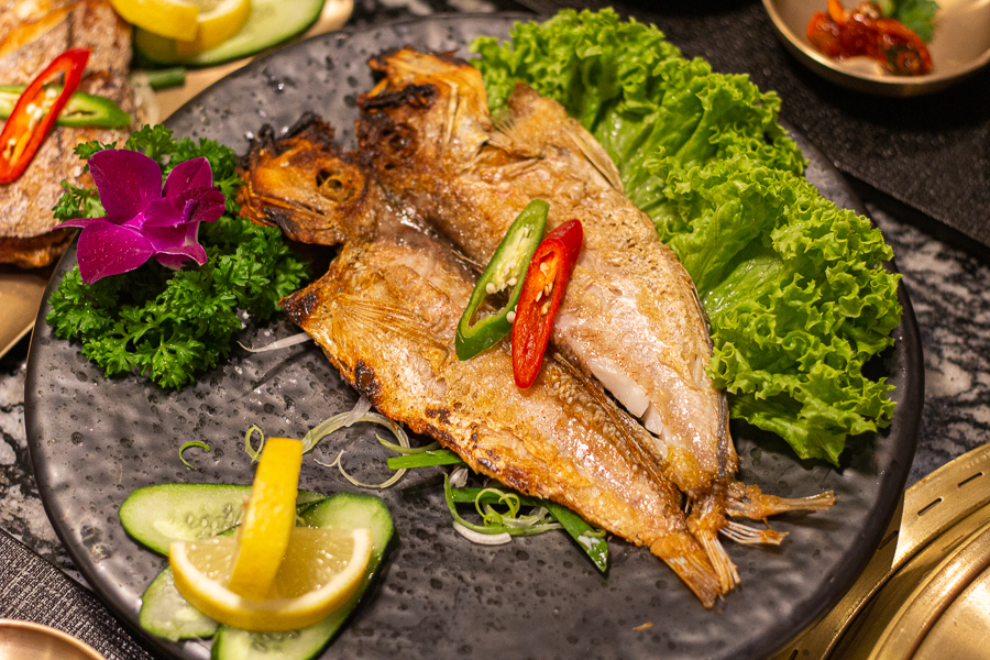 Grilled Yellow Corvina at a Korean restaurant in Singapore