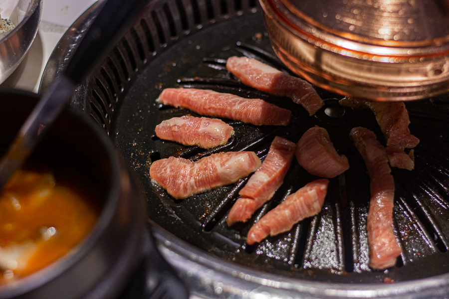 Pork Jowl on a Korean BBQ Grill