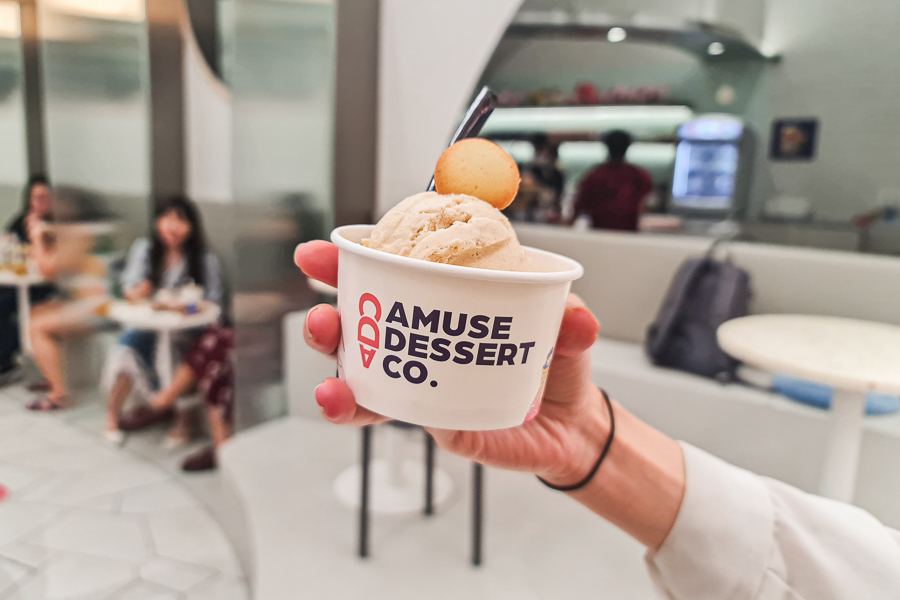A scoop of Injeolmi Bingsu Ice Cream at Amuse Dessert Co