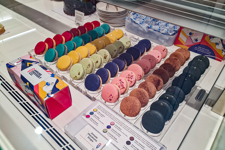 A wide assortment of Macarons on Display