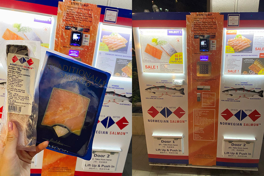 Salmon vending machine in Singapore