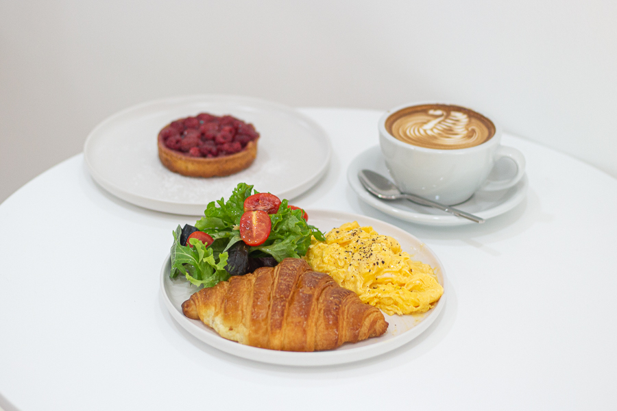 Scrambled Eggs, Croissants and a Salad