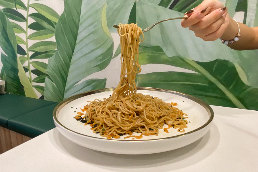 A Plate of Sakura Ebi Prawn Pasta