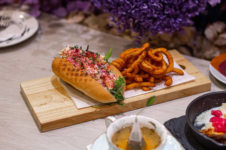 Truffle Lobster Roll served with curly fries