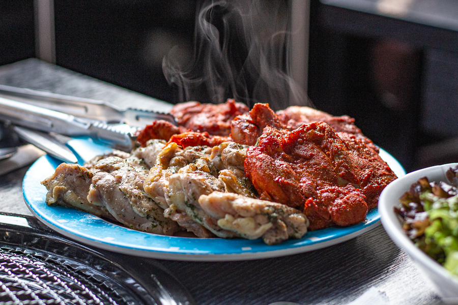 A plate of Chicken Dakgalbi (Herb Salt and Yangnyeom)