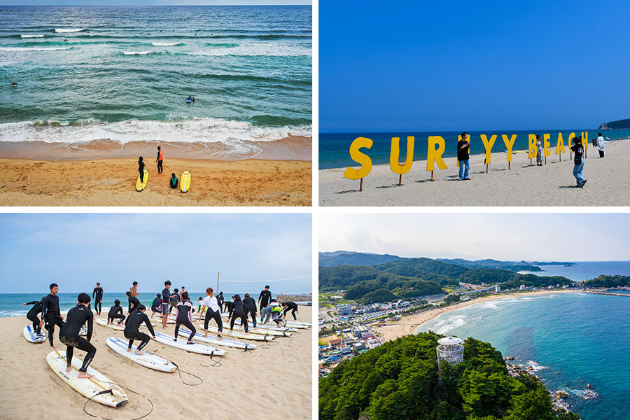 A collage of the different scenes of Yangyang, South Korea in Summer
