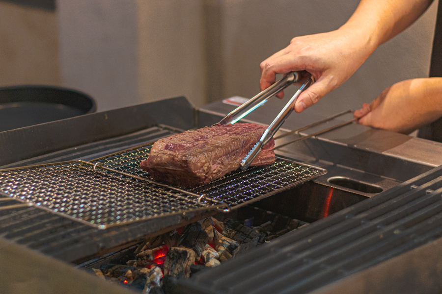 Grilling of Beef Short Rib over Charcoal