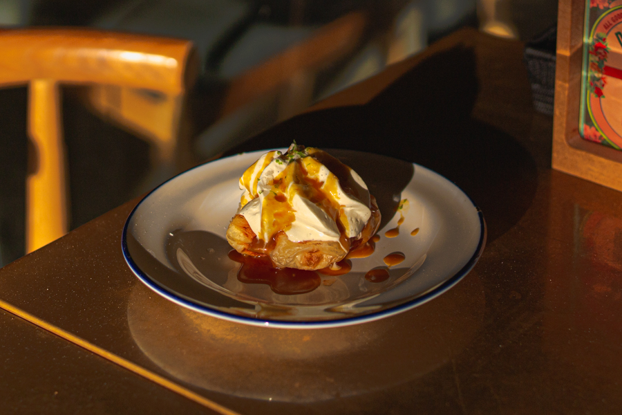 Wild Sourdough Waffle topped with Vanilla Chantilly Cream